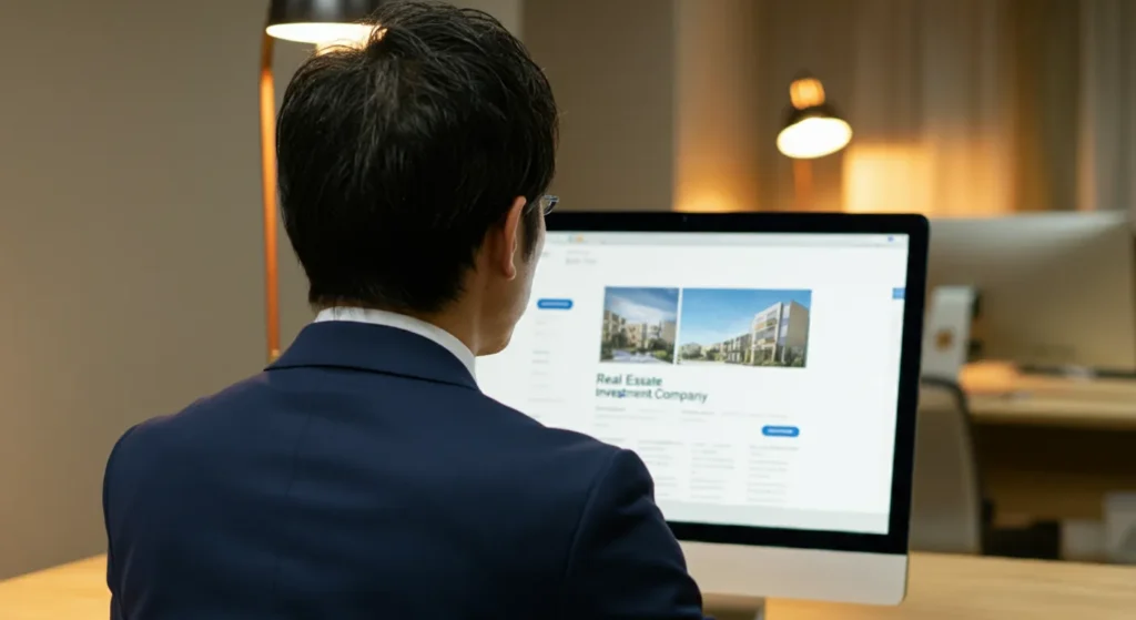 目的別の不動産投資のおすすめ人気ランキングを調べている男性