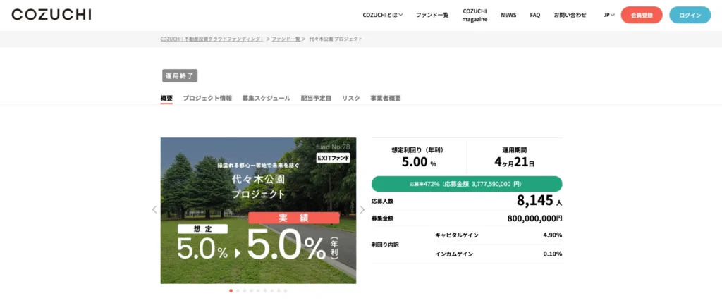 COZUCHIの過去の案件一覧「代々木公園」